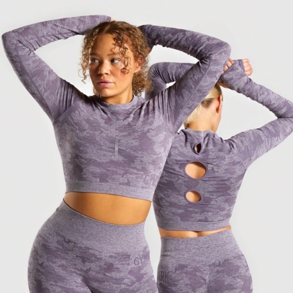 Purple Camo Longsleeve Crop